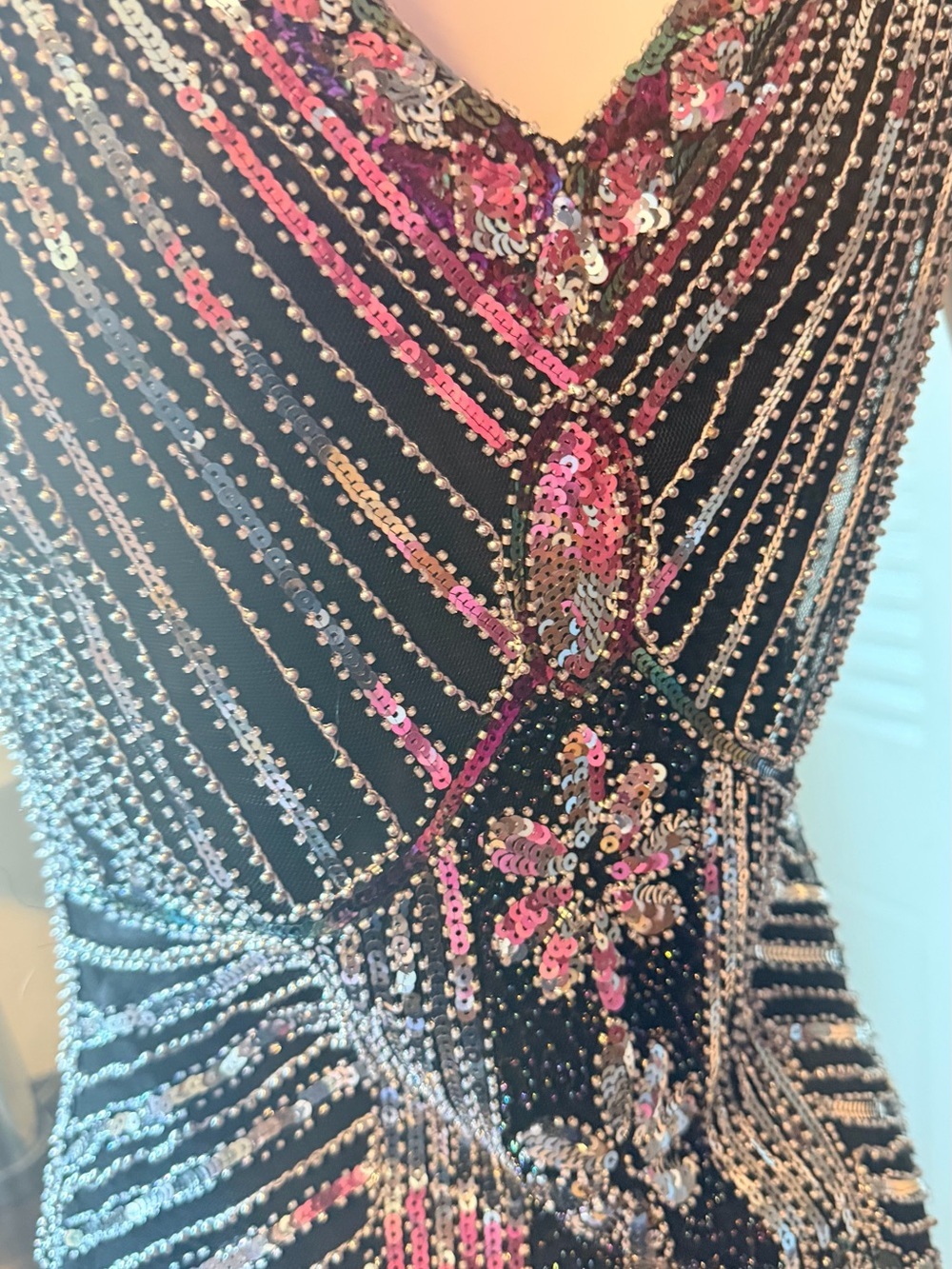 Unique Vintage Black Beaded 1920s‎ Flapper Fringe Dress Size S - Picture 13 of 16